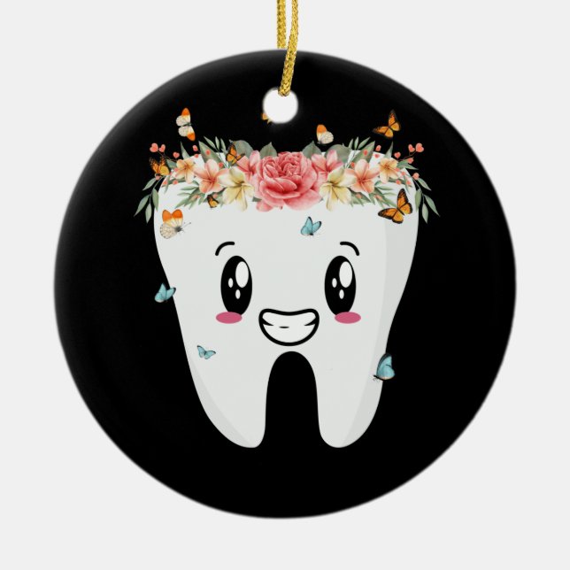 Dentist Dental Assistant Oral Hygienist Tooth Ceramic Ornament (Front)