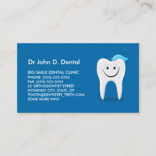 Dentist dental business card with happy tooth