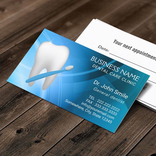 Dentist Dental Care Modern Blue Appointment Card (Creator Uploaded)