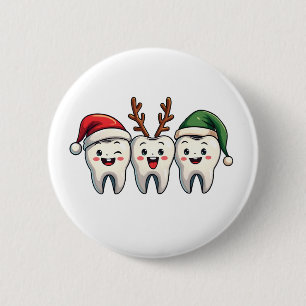 Dentist Dental Christmas Santa Floss Xmas Tree Button