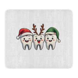 Dentist Dental Christmas Santa Floss Xmas Tree Cutting Board