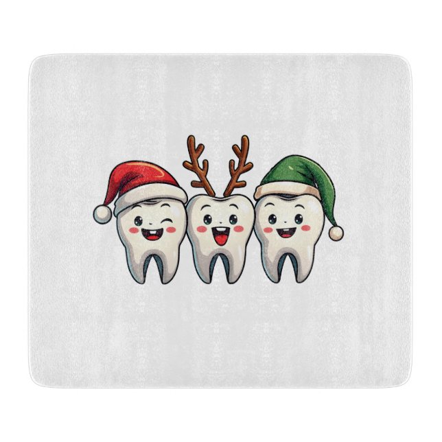 Dentist Dental Christmas Santa Floss Xmas Tree Cutting Board (Front)