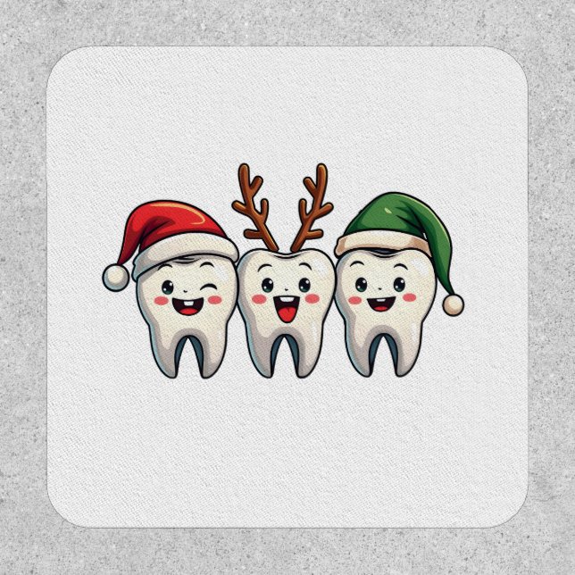 Dentist Dental Christmas Santa Floss Xmas Tree Patch (Front)