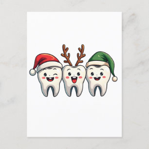 Dentist Dental Christmas Santa Floss Xmas Tree Postcard