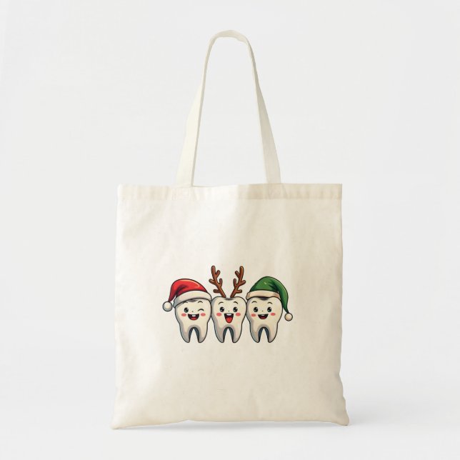 Dentist Dental Christmas Santa Floss Xmas Tree Tote Bag (Front)