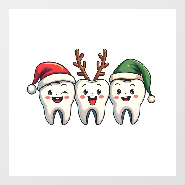 Dentist Dental Christmas Santa Floss Xmas Tree Window Cling (Sheet)