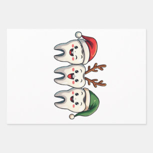Dentist Dental Christmas Santa Floss Xmas Tree Wrapping Paper Sheets