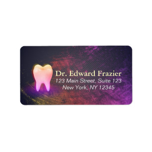 Dentist Dental Clinic Chic Rose Gold Tooth Address Label