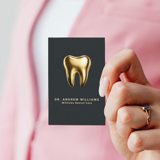 Dentist Dental Clinic Elegant Gold QR Code Business Card (Creator Uploaded)