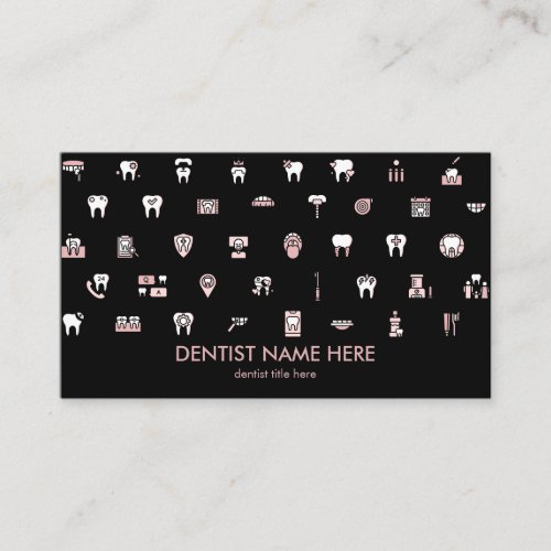 Dentist dental clinic icons pink business card