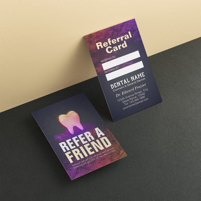 Dentist Dental Clinic Rose Gold Tooth Referral Card (Creator Uploaded)