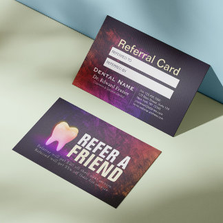 Dentist Dental Clinic Rose Gold Tooth Referral Card