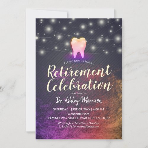 Dentist Dental Clinic Rose Gold Tooth Retirement Invitation