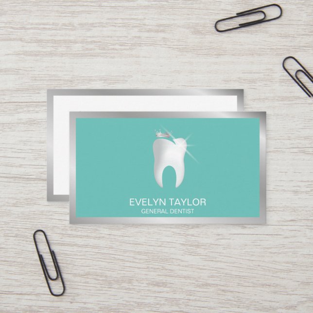 Dentist Dental Clinic teeth Whitening Smile Crown  Business Card (Front/Back In Situ)