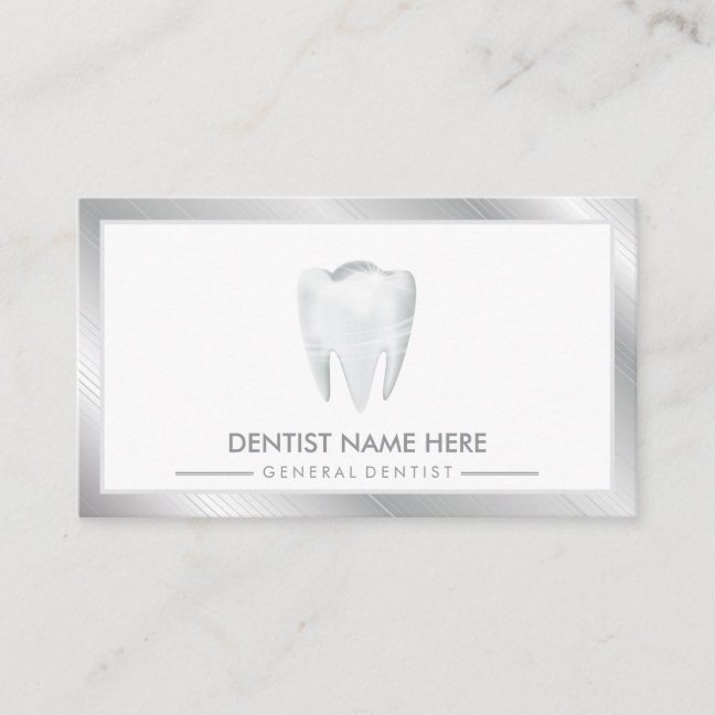 Dentist Dental Clinic teeth Whitening Smile Silver Business Card