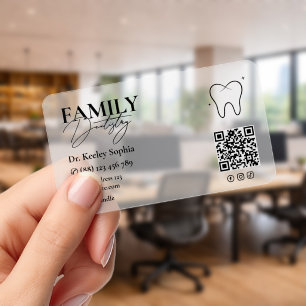 Dentist Dental Cosmetic Clinic Transparent QR Clear Business Cards