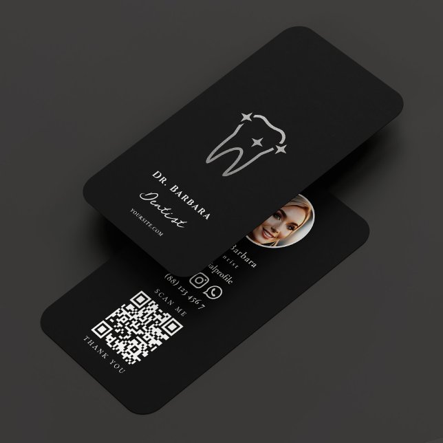 Dentist Dental Cosmetic Dentistry Black Silver  Business Card (Dentist Dental Cosmetic Dentistry Black Silver Business Card
)