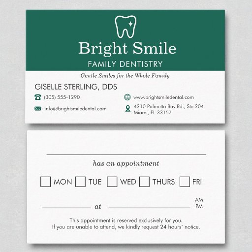 Customizable Dentist Dental Dentistry Appointment Reminder  Business Card