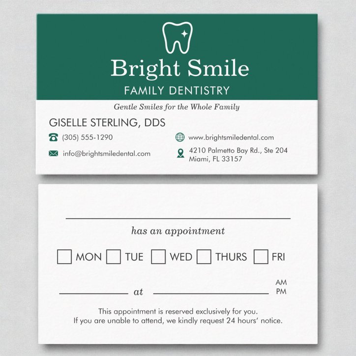Dentist Dental Dentistry Appointment Reminder Business Card