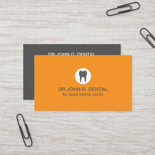 Dentist, dental gray business card with tooth logo