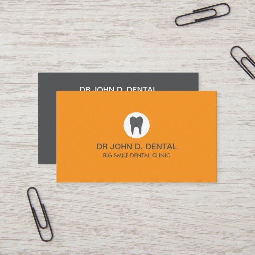 Customizable Dentist, dental gray business card with tooth logo
