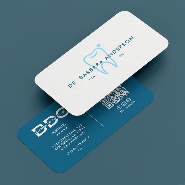 Dentist Dental Hygienist Minimal Ocean Blue Tooth Business Card (Dentist Dental Hygienist Minimal Ocean Blue Tooth Business Card
)