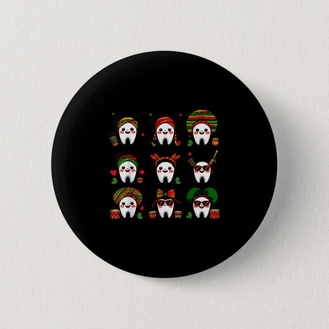 Dentist Dental Juneteenth Teeth Dentistry Dental H Button (Front)