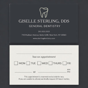 Dentist Dental Office Black Appointment Reminder Card