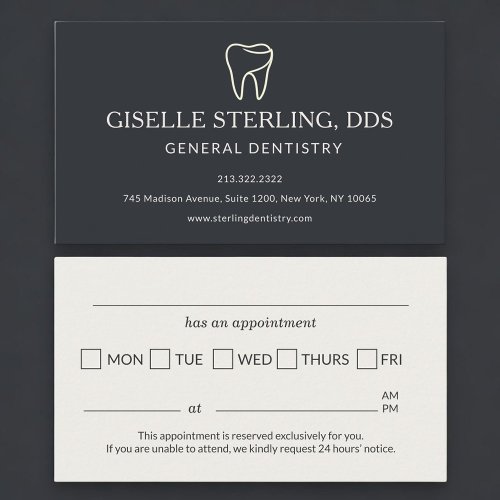 Dentist Dental Office Black Appointment Reminder Card