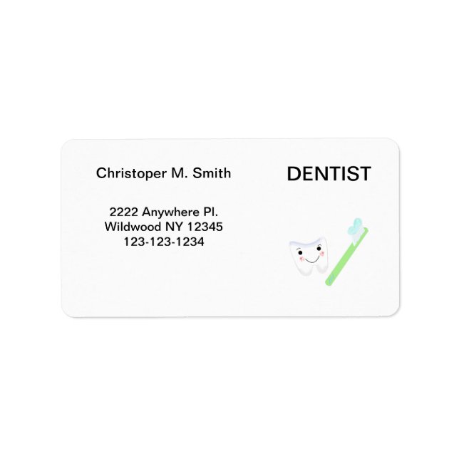 Dentist - Dental Office Label (Front)