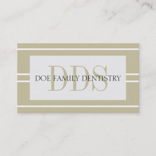 Dentist Dental Office Stripes DDS White Tan Business Card