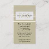 Dentist Dental Office Stripes DDS White Tan Business Card (Back)