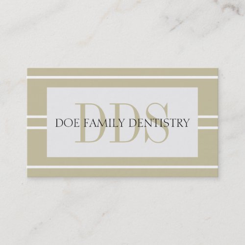 Dentist Dental Office Stripes DDS White Tan Business Card