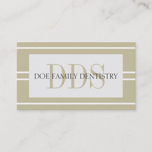 Customizable Dentist Dental Office Stripes DDS White Tan Business Card