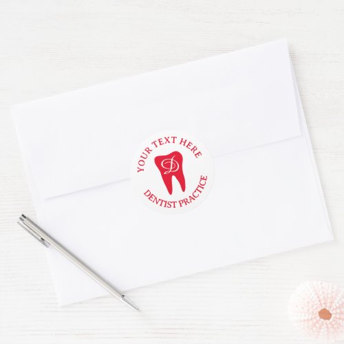 Dentist dental office tooth logo envelope sealers classic round sticker