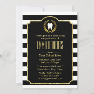 Dentist Dental School Graduation Modern Stripes Invitation