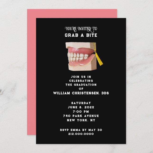 Dentist Dental School Graduation Party Invitation (Front/Back)