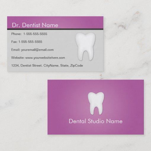 Dentist/Dental Studio Business Cards in Purple | Zazzle