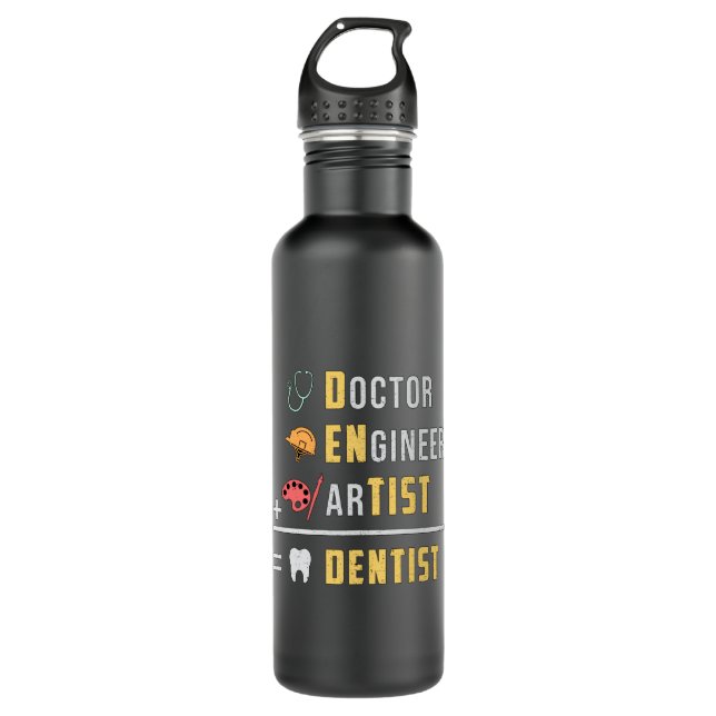 Dentist Dental Teeth Doctor Tooth Funny Gift Idea Stainless Steel Water Bottle (Front)