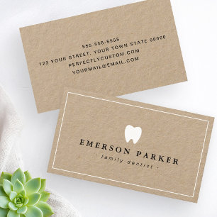 Dentist dental tooth logo modern Kraft paper Business Card