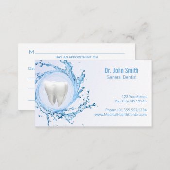 Dentist Dental Tooth Water Professional Appointment Card by SorayaShanCollection at Zazzle