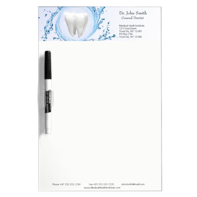 Dentist Dental Tooth Water Professional Dry-Erase Board (Front)