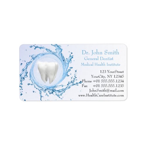 Dentist Dental Tooth Water Professional Label