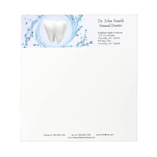 Dentist Dental Tooth Water Professional Notepad