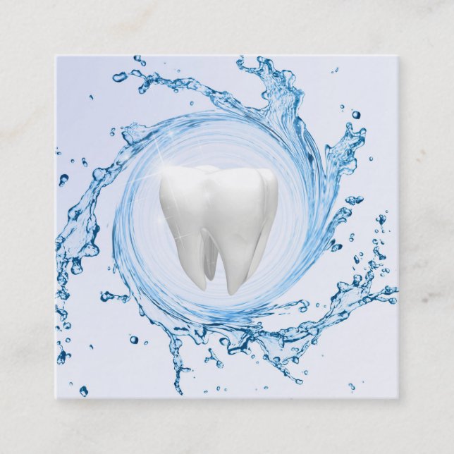 Dentist Dental Tooth Water Professional Square Business Card (Front)