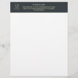 Dentist Dentistry Gold Tooth Dark Blue Grey Letterhead<br><div class="desc">Dentist Gold Tooth Dentistry Dark Blue Grey Letterhead</div>