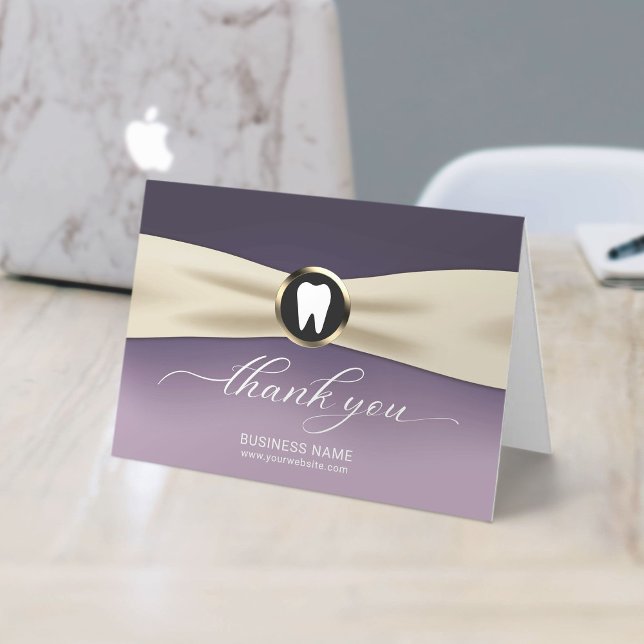 Dentist Elegant Purple Ombre Dental Thank You Card (Creator Uploaded)