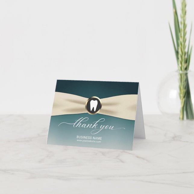 Dentist Elegant Teal Ombre Dental Office Thank You Card (Front)