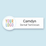 Dentist Employee Name Tag Pin Magnetic Custom Logo<br><div class="desc">Personalize our professional unique shaped name tag with your company logo, employee name, job title, or other custom text. It's available with a magnetic back fastener (do not use with pacemakers) or with a safety pin back. Customers like the strong magnet. It's a lightweight name tag with a large width....</div>