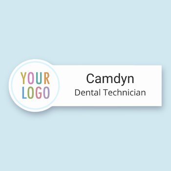 Dentist Employee Name Tag Pin Magnetic Custom Logo by MISOOK at Zazzle